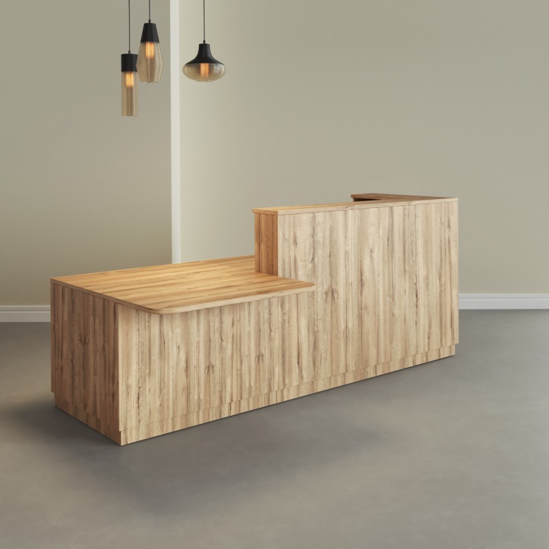 Mostrador castaño PMR madera y altillo