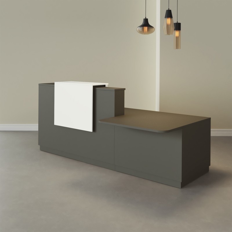 Mostrador accesible Grafito con altillo blanco