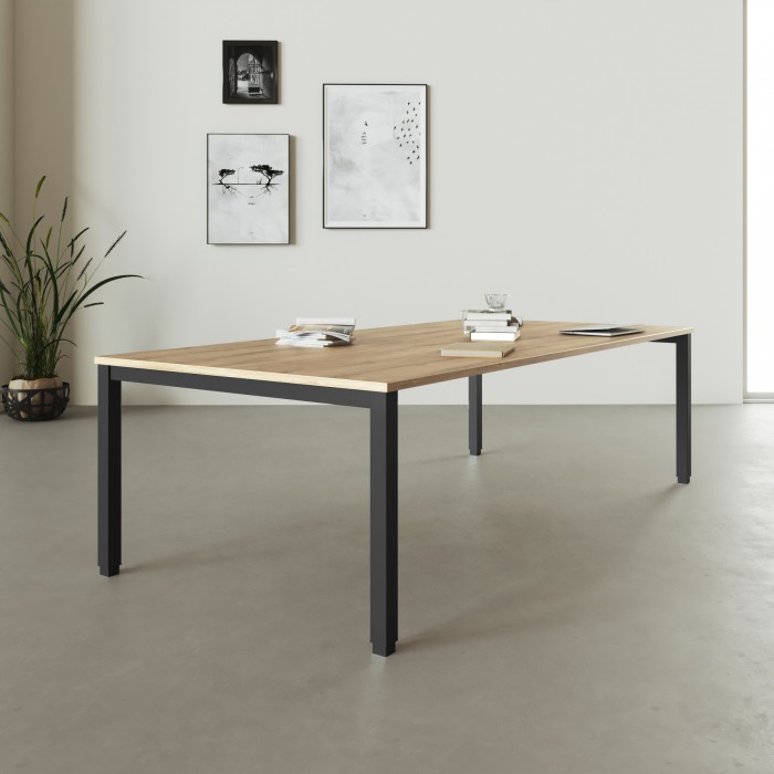 Tavolo riunioni grande nero piano quercia