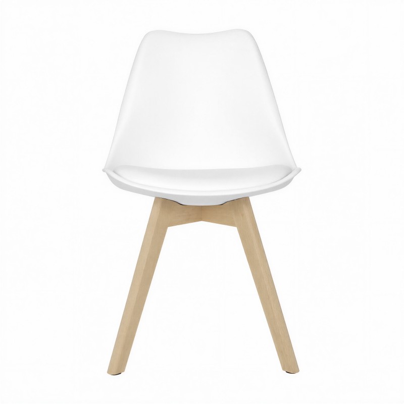 Sedia scandinava Ada bianca vista frontale