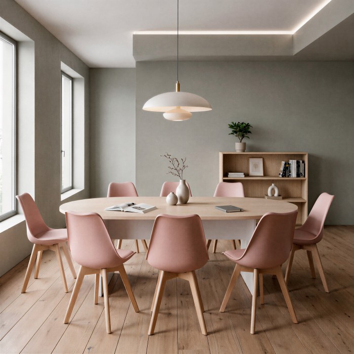 Sedia scandinava Ada rosa in sala riunioni