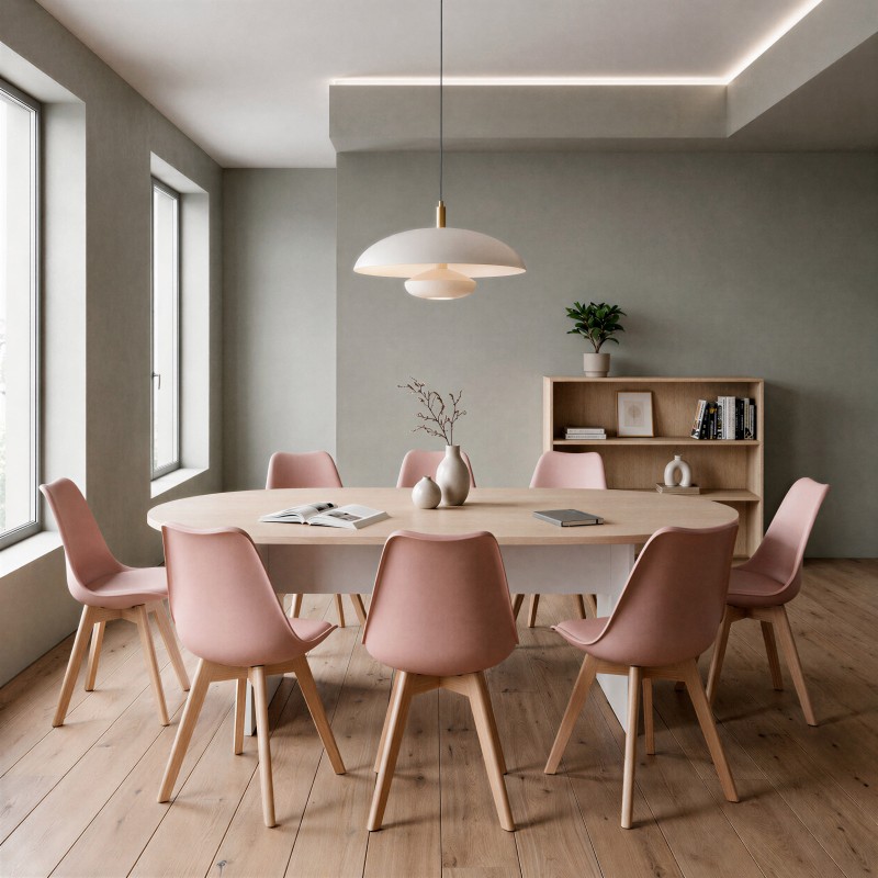 Sedia scandinava Ada rosa in sala riunioni