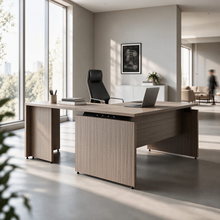 Ufficio con scrivania direzionale Atria con ala color baco