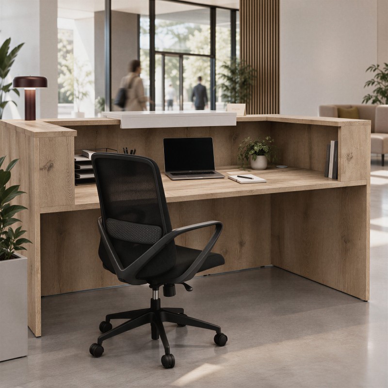 Bancone reception Duomo color castagno – vista interna