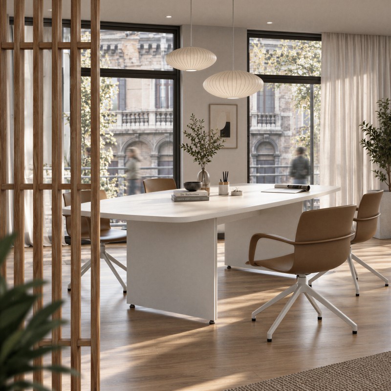 Ufficio con tavolo riunioni Atria bianco