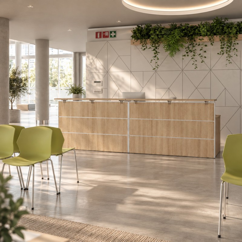 Reception con bancone Dolce in rovere