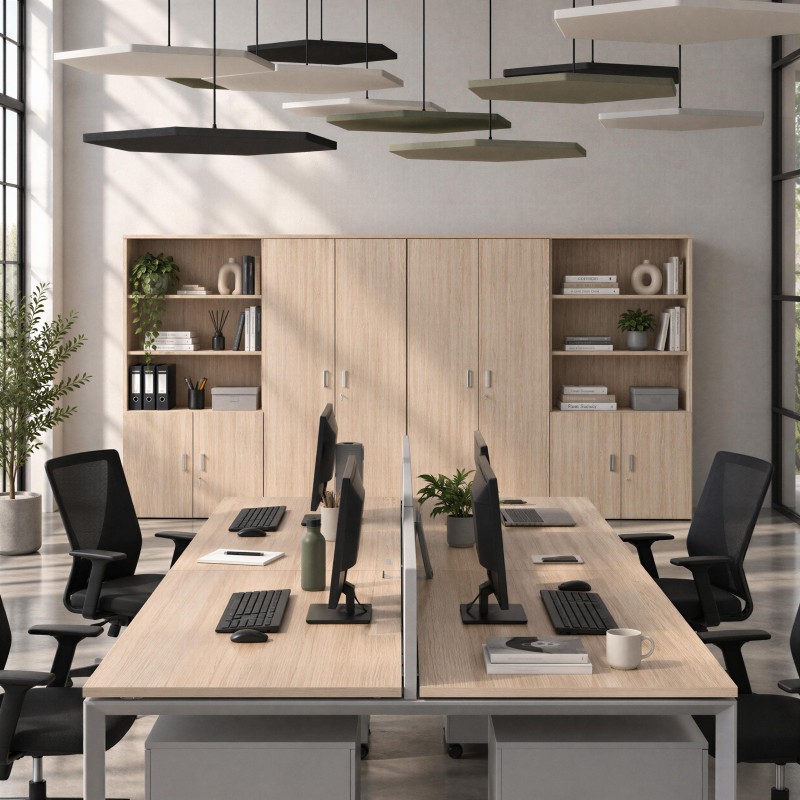 Ufficio moderno con armadio Chronos misto in rovere