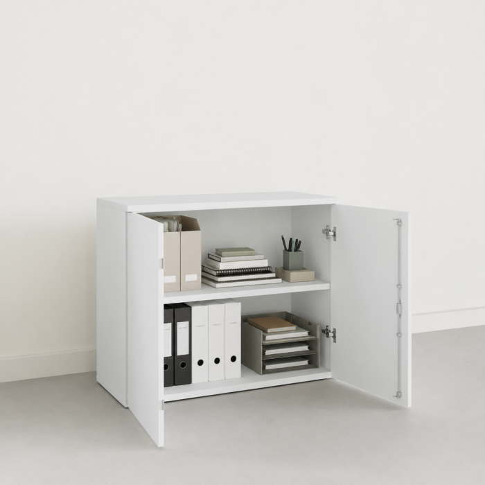 Armadio da ufficio Chronos Chiuso Push bianco aperto 81 cm