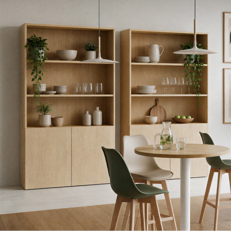 Libreria da ufficio con ante Chronos Misto Push rovere ambientata