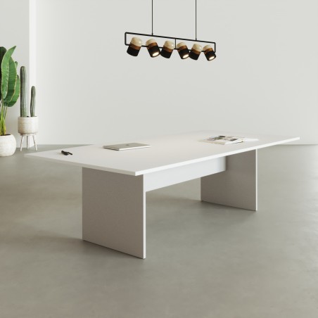 Tavolo riunioni Alfa quadrato bianco e argento