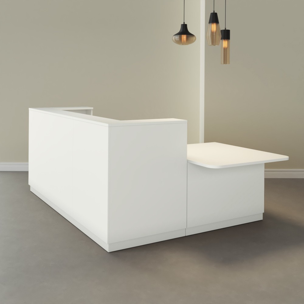 Bancone Angolare in L con tavolo – Colore bianco Bancone Angolare in L con tavolo – Colore bianco