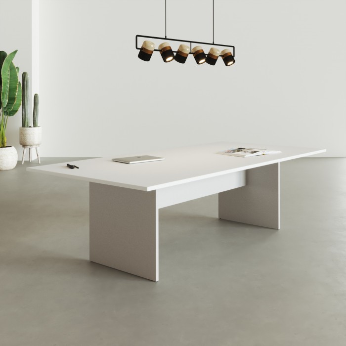 Mesa de reuniones Alfa cuadrada blanca y plata